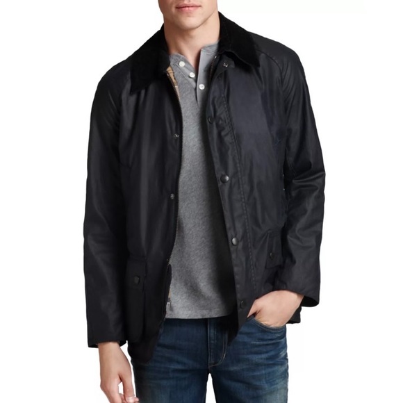 Barbour Other - Barbour Ashby Tailored Wax Black Jacket with Camel Colored Plaid Lining